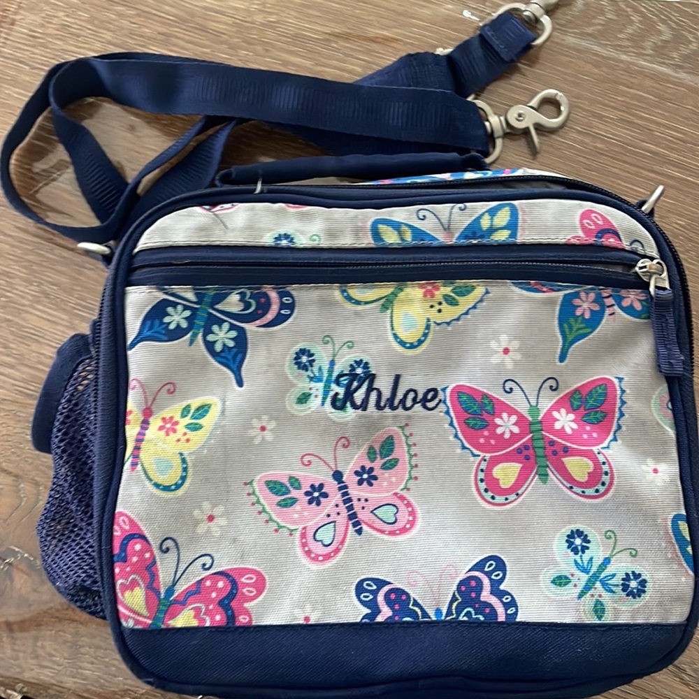 Pottery Barn Mackenzie Lunchbox with Butterflies-‎ Khloe name Embroidery